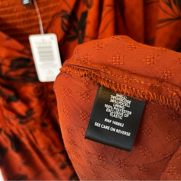Torrid peplum blouse 1X Russet brown floral NWT Puff sleeve Flowy womens top 1 - Picture 6 of 7